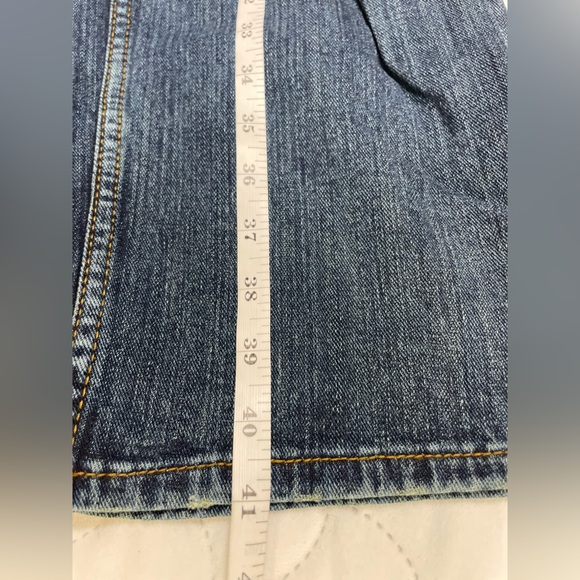 Denim Gold Mens Jeans Straight Leg Denim Blue Dark Wash Ripped Regular Fit 44x30 - Picture 8 of 14